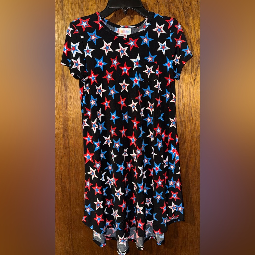 LuLaRoe Scarlett Dress ~ Star Bomb Pops Print ~ Girls Size 12
